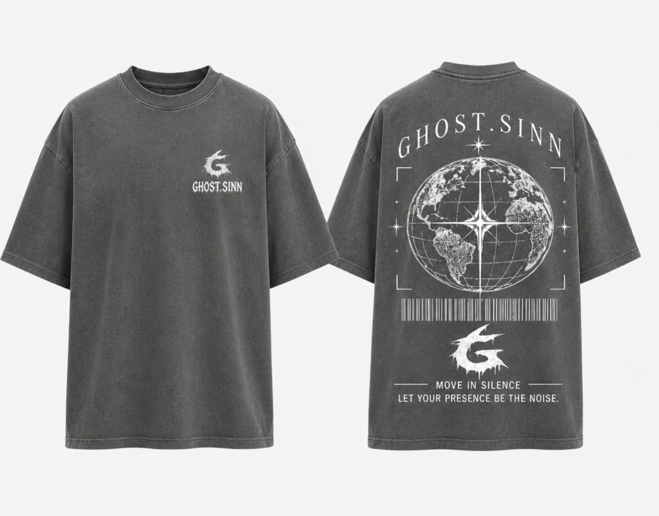 GHOST.SINN Globe Tee Washed Grey
